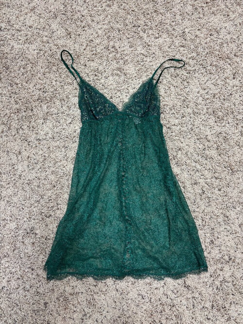 Victoria's Secret Green Lace Babydoll Lingerie Corset Back Medium